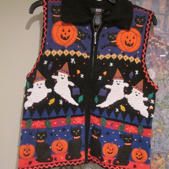 Cute Tacky Halloween Ugly Sweater Vest 